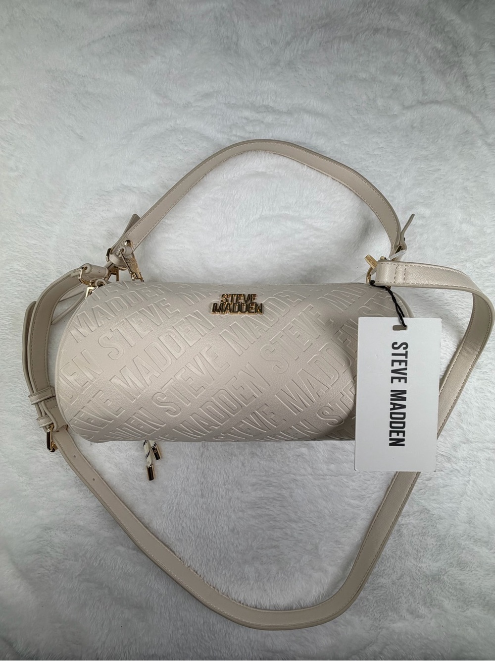 Steve Madden Beige Cylinder Crossbody Bag